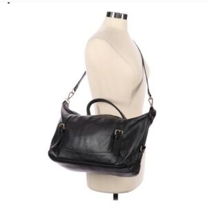 ORA DELPHINE black leather shoulder tote bag